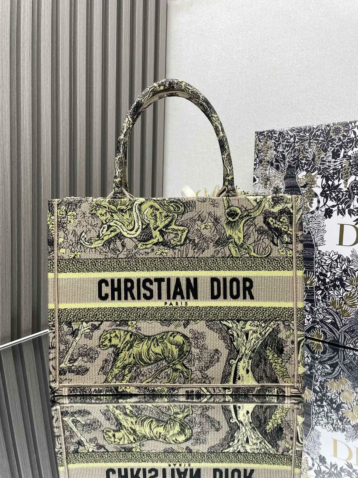 Dior Animal Embroidered Book Tote Bag image 1