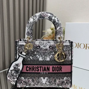 Dior Floral Embroidered Lady Dior Top Handle Bag image 1