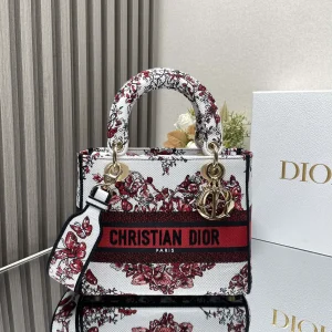 Dior Floral Embroidered Lady Dior Top Handle Bag image 1
