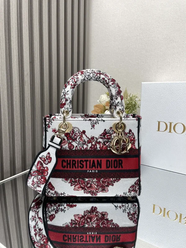 Dior Floral Embroidered Lady Dior Top Handle Bag image 1