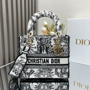Dior Embroidered Lady Dior Top Handle Bag image 1