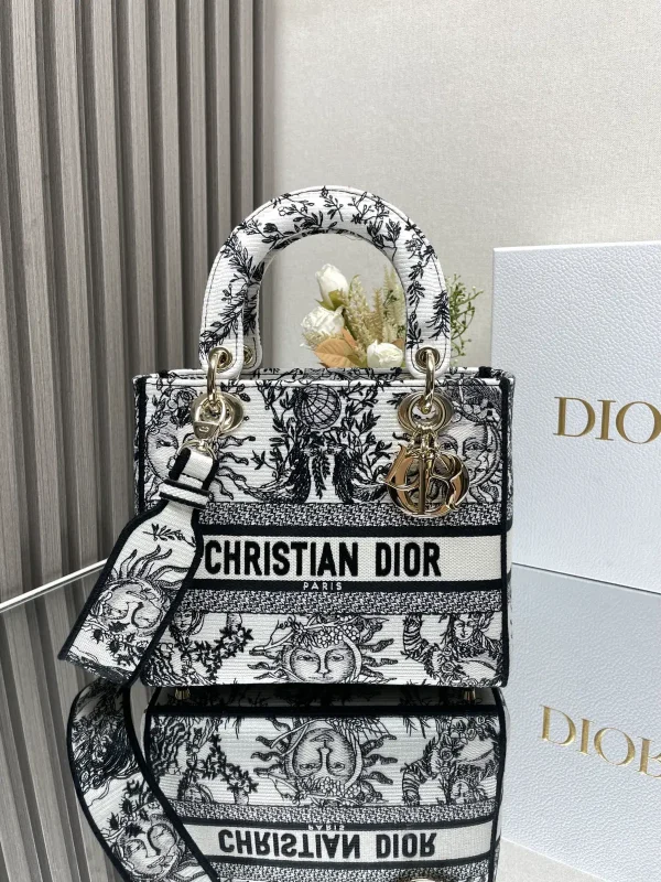 Dior Embroidered Lady Dior Top Handle Bag image 1