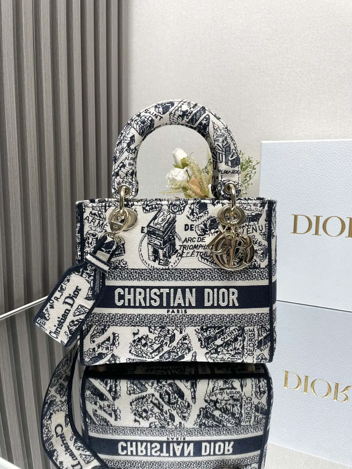 Dior Embroidered Top Handle Bag image 1