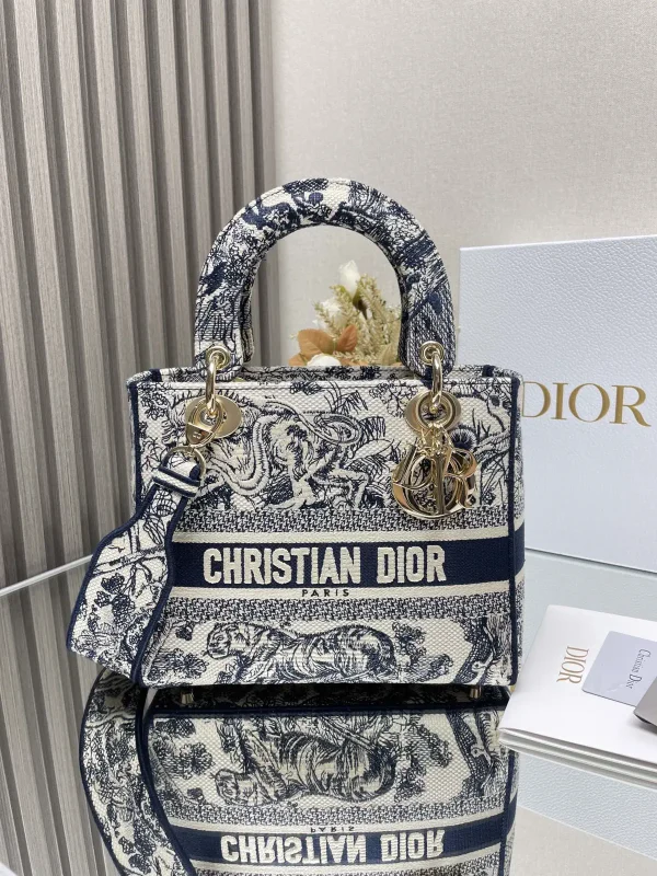 Dior Embroidered Lady Dior Top Handle Bag image 1