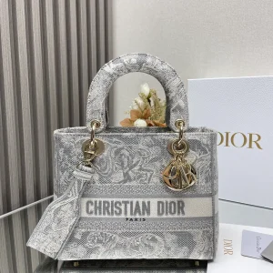 Dior Embroidered Lady Dior Top Handle Bag image 1