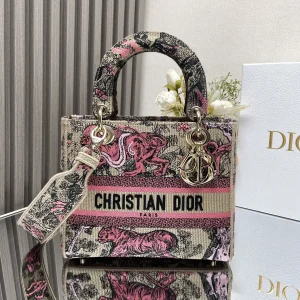 Dior Embroidered Lady Dior Top Handle Bag image 1