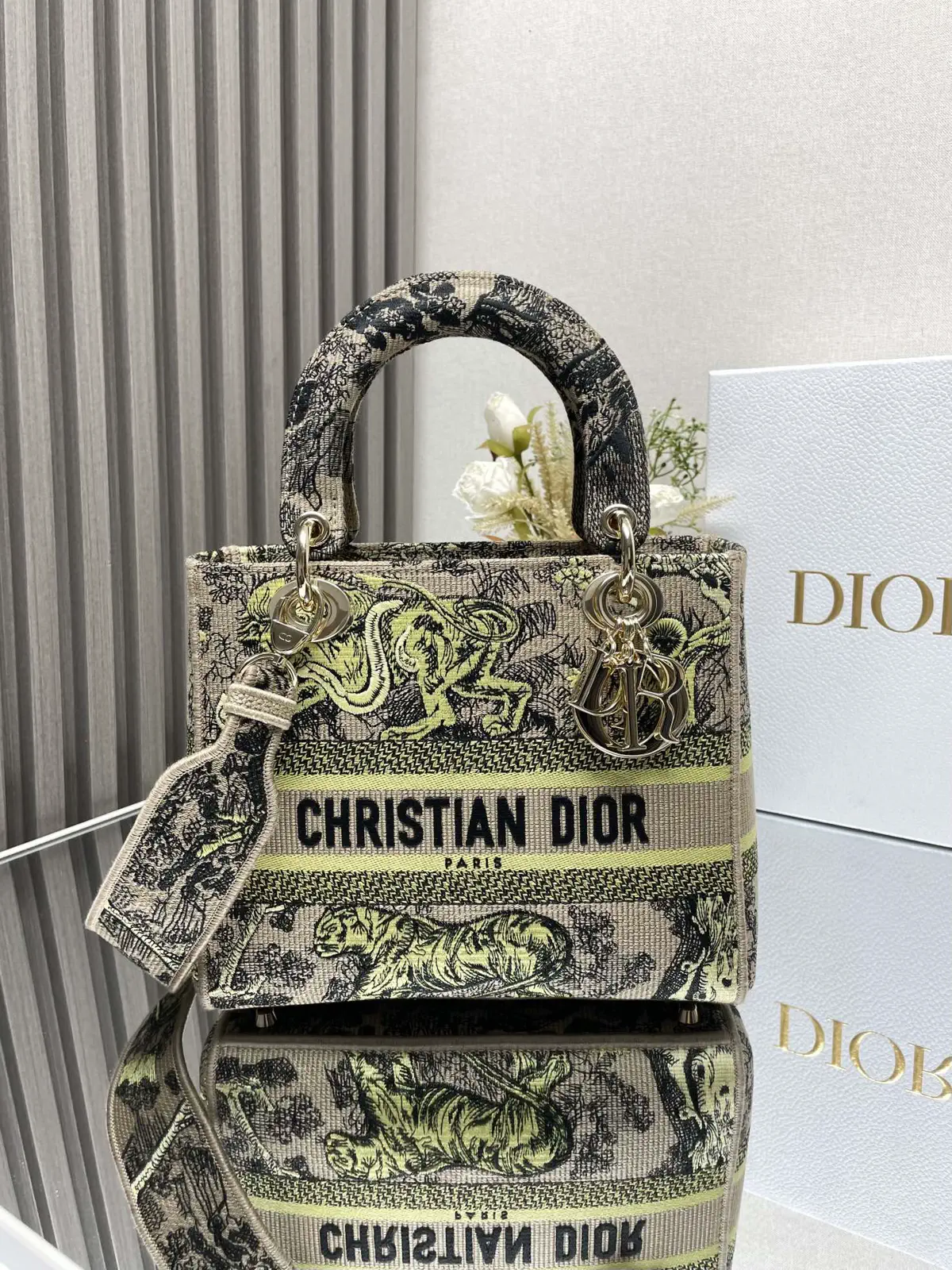 Dior Embroidered Lady Dior Top Handle Bag image 1