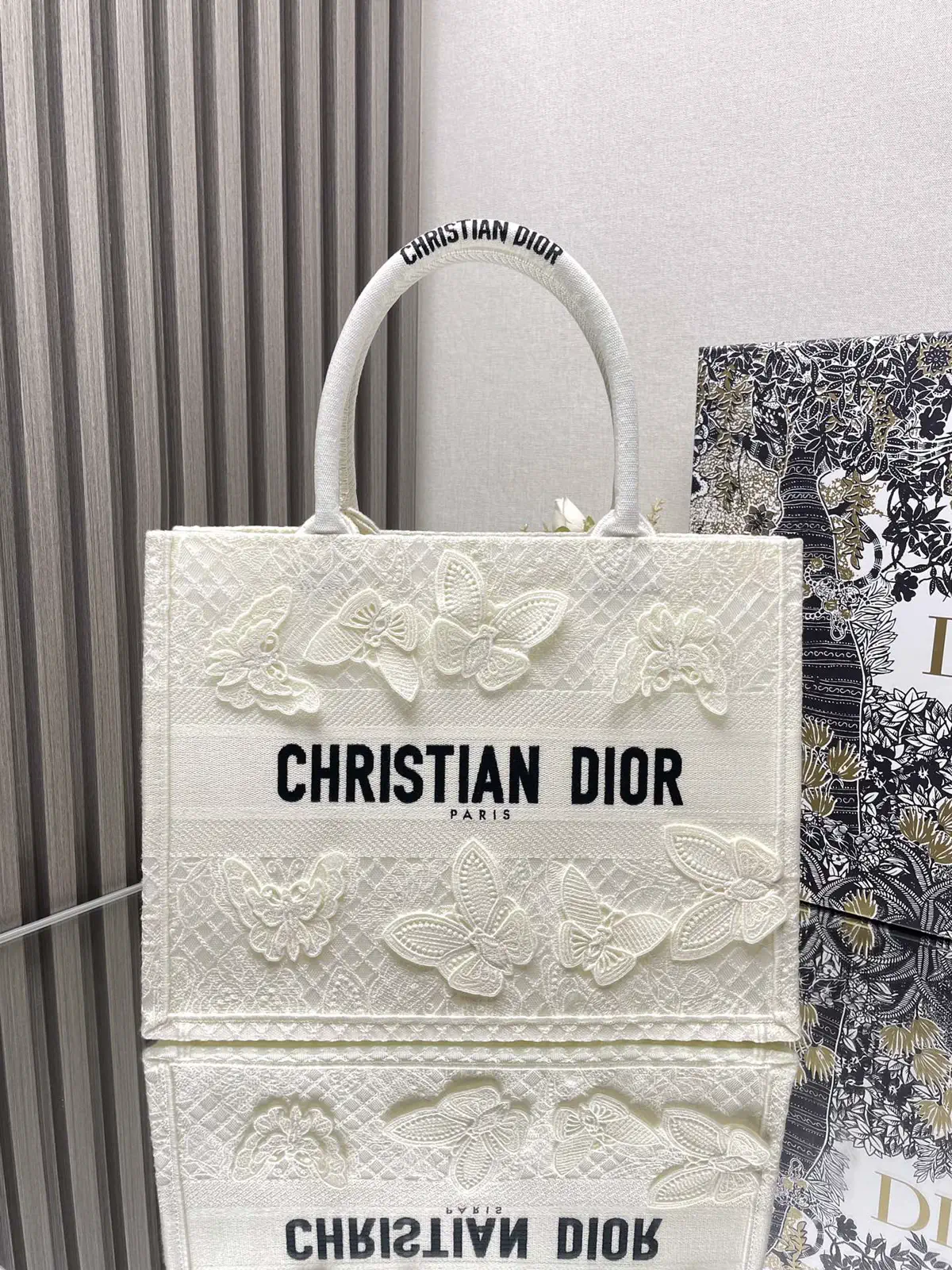 Dior Butterfly Embroidered Book Tote Bag image 1