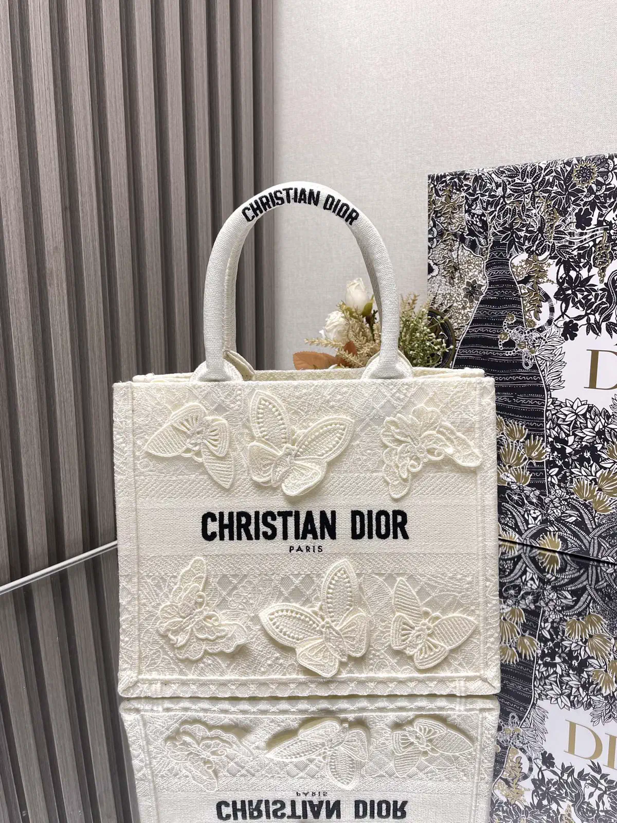 Dior Embroidered Butterfly Tote Bag image 1