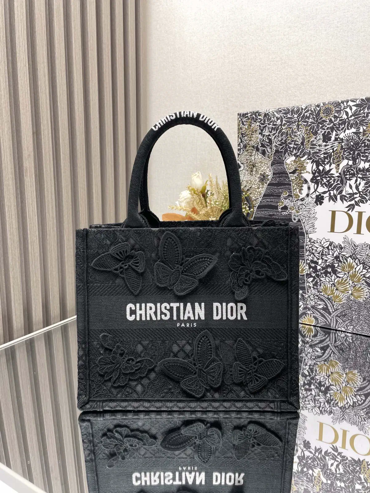 Dior Embroidered Butterfly Tote Bag image 1