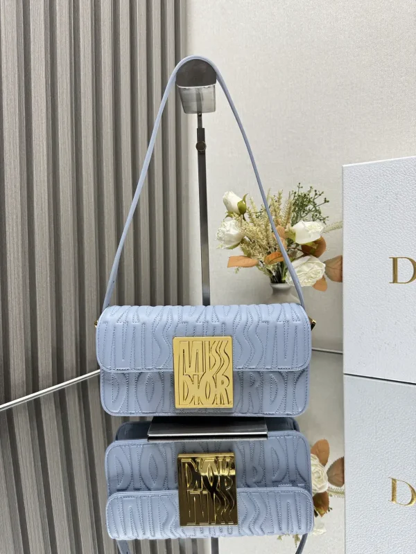 Dior Light Blue Quilted Flap Shoulder Bag image 1