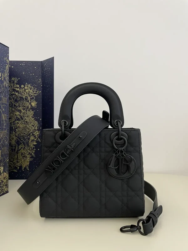 Dior Quilted Matte Black Top Handle Bag image 1