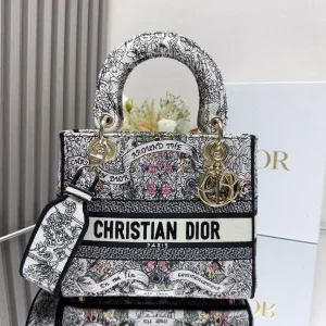 Dior Embroidered Lady Dior Top Handle Bag image 1