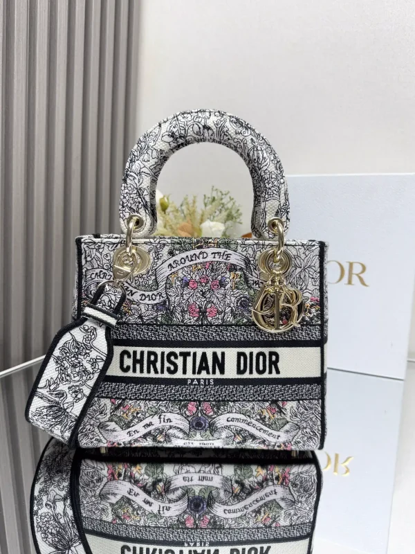 Dior Embroidered Lady Dior Top Handle Bag image 1