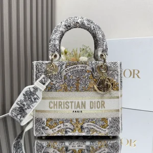 Dior Embroidered Lady Dior Top Handle Bag image 1