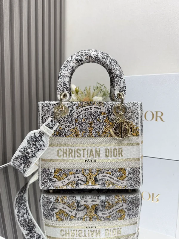 Dior Embroidered Lady Dior Top Handle Bag image 1
