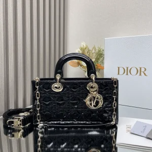 Dior D-JOY Quilted Patent Top Handle Bag image 1