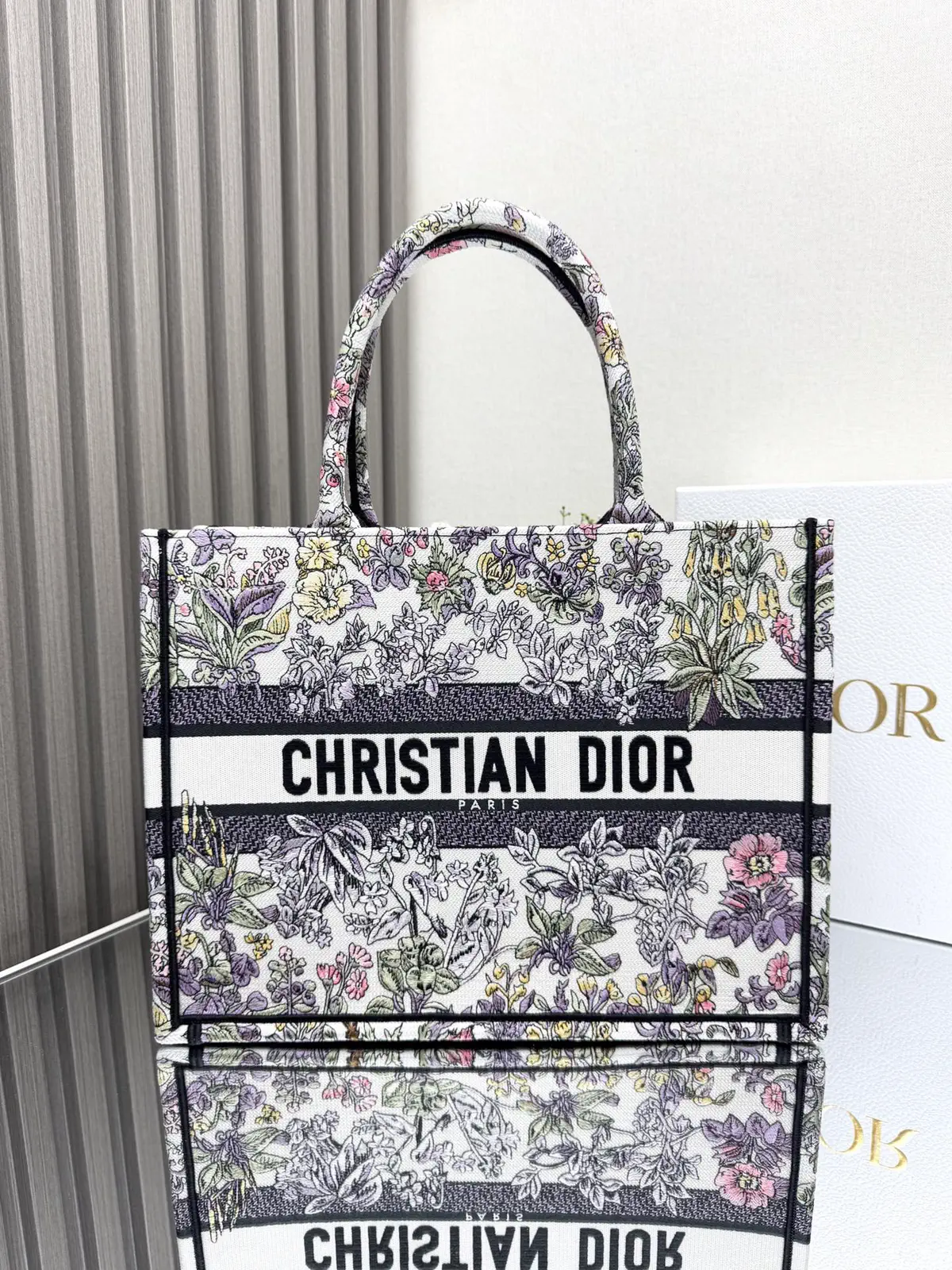 Dior Floral Embroidered Book Tote Bag image 1