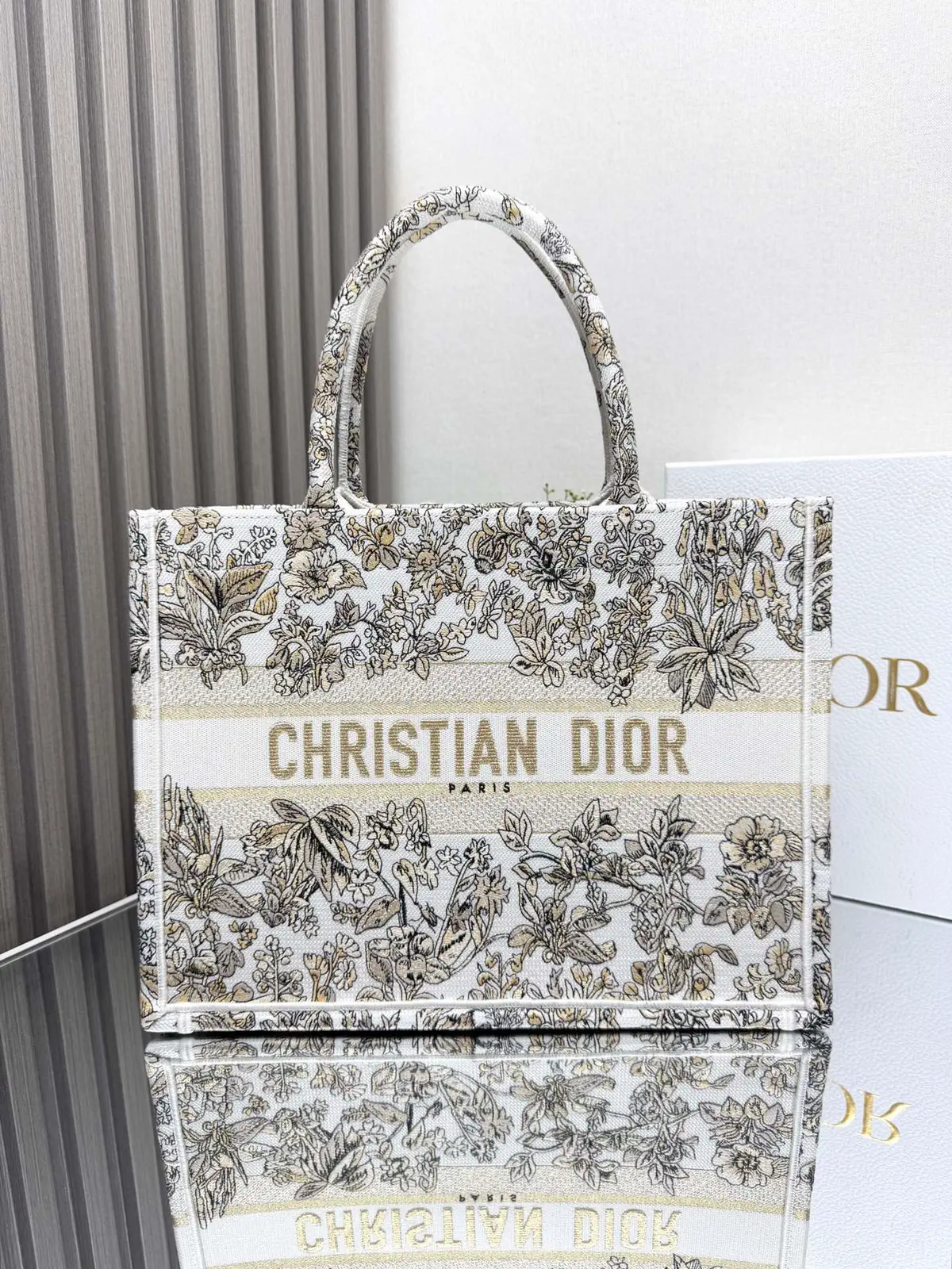 Dior Floral Embroidered Book Tote Bag image 1