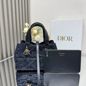 Dior Denim Cannage Top Handle Bag image 1