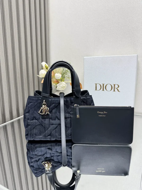 Dior Denim Cannage Top Handle Bag image 1