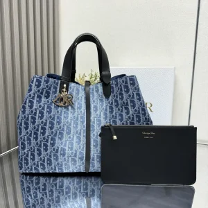 Dior Denim Monogram Tote Bag image 1