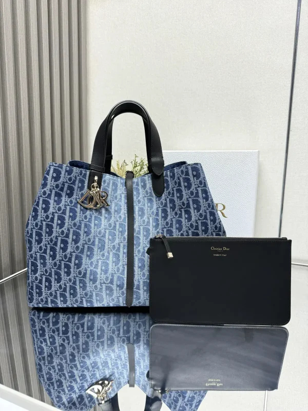 Dior Denim Monogram Tote Bag image 1