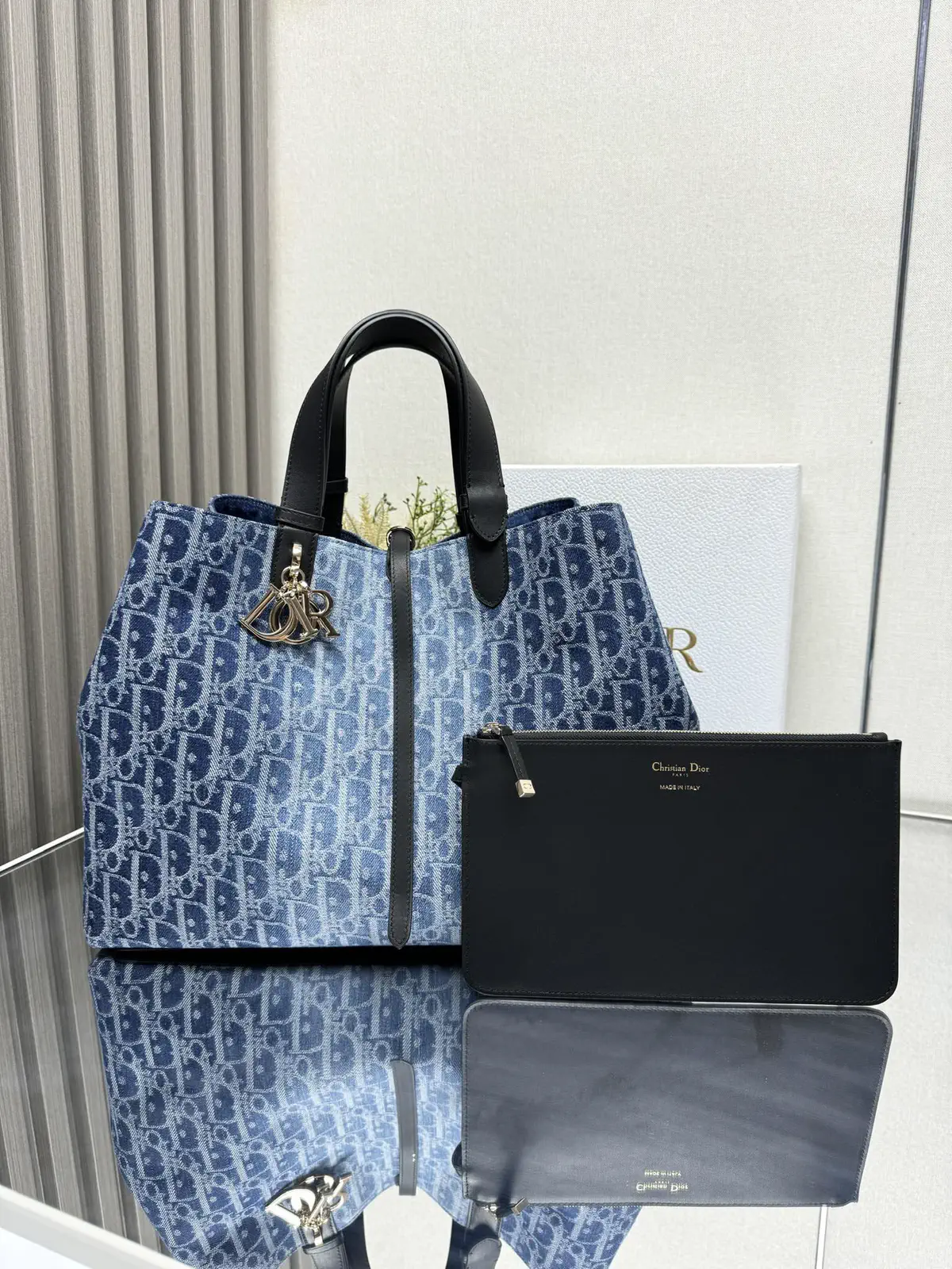 Dior Denim Monogram Tote Bag image 1
