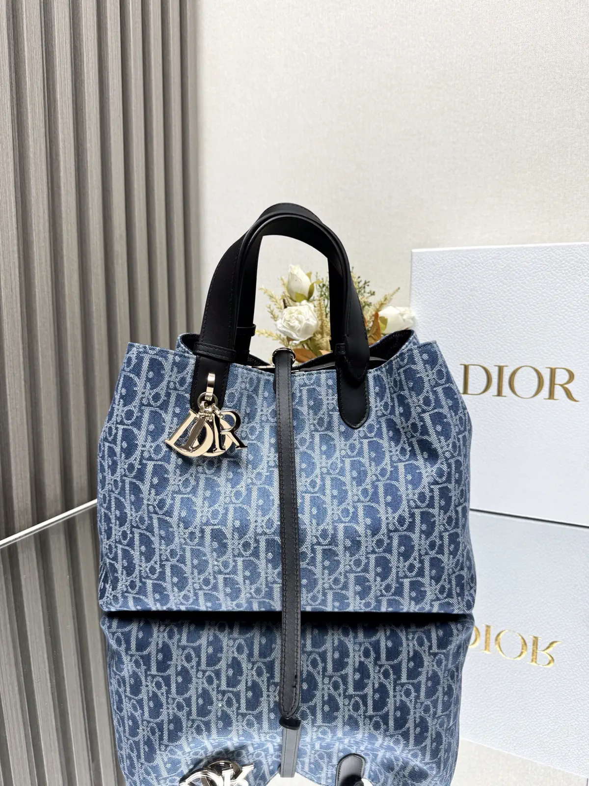 Dior Denim Oblique Jacquard Top Handle Bag image 1