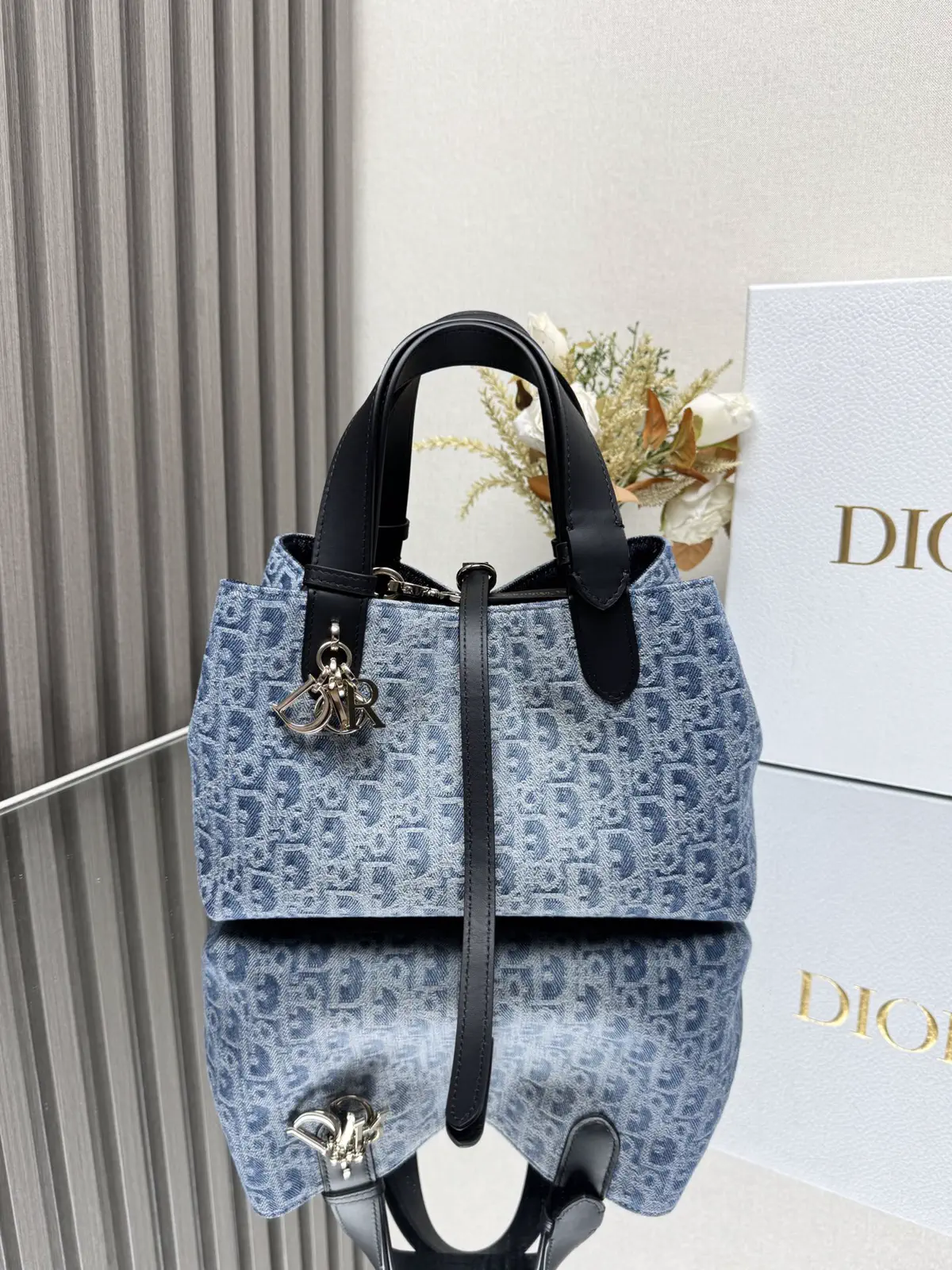 Dior Monogram Denim Top Handle Bag image 1
