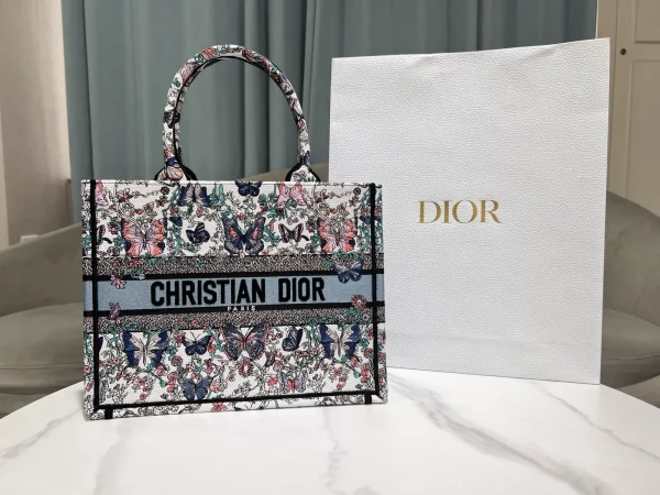 Dior Butterfly Embroidered Tote Bag image 1