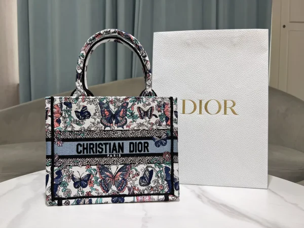 Dior Butterfly Embroidered Tote Bag image 1