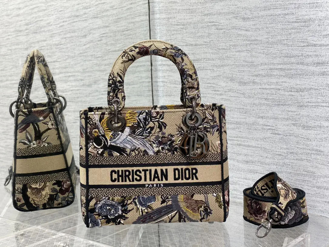 Dior Floral Embroidered Top Handle Bag image 1