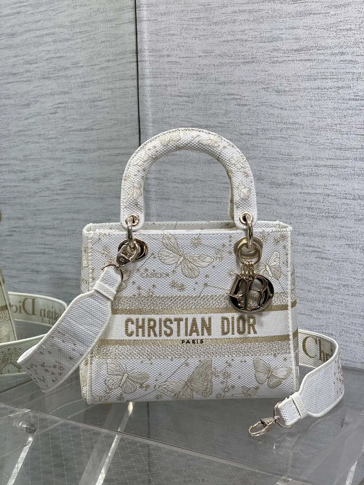 Dior Butterfly Embroidered Top Handle Bag image 1