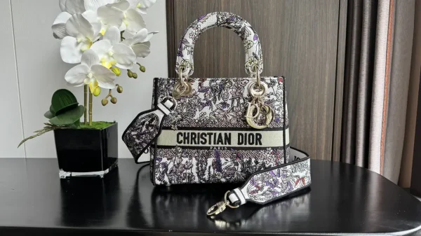 Dior Floral Embroidered Lady D-Lite Top Handle Bag image 1