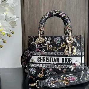 Dior Floral Embroidered Lady D-Lite Top Handle Bag image 1