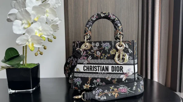 Dior Floral Embroidered Lady D-Lite Top Handle Bag image 1