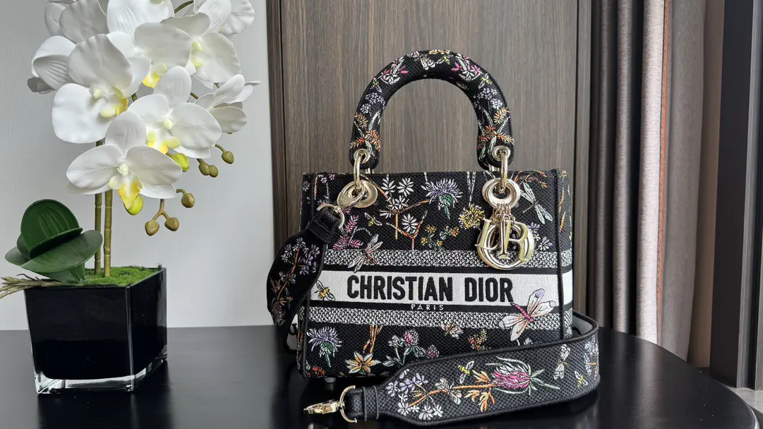 Dior Floral Embroidered Lady D-Lite Top Handle Bag image 1