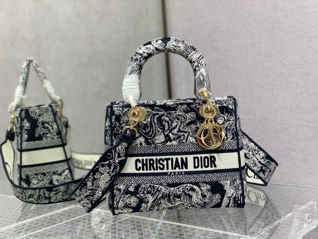 Dior Tiger Embroidered Top Handle Bag image 1