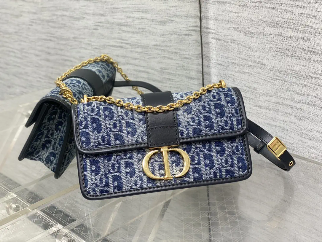 Dior Montaigne Denim Monogram Chain Shoulder Bag image 1