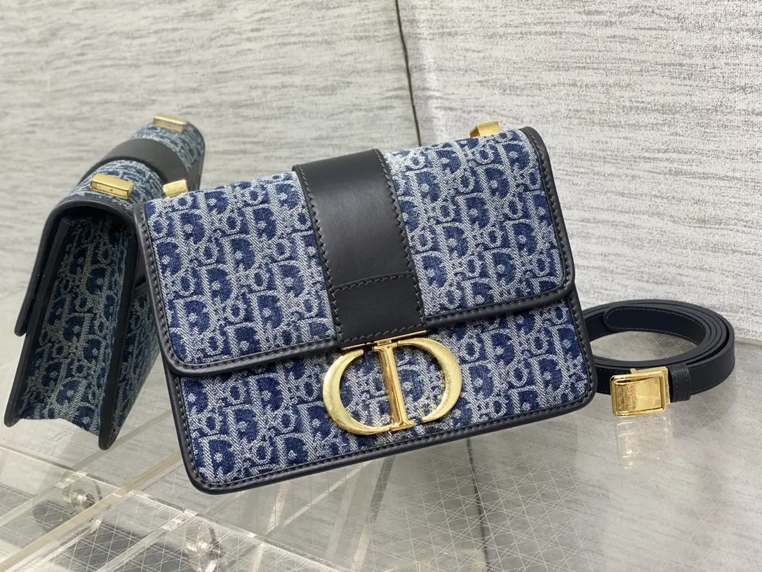 Dior 30 Montaigne Denim Monogram Shoulder Bag image 1