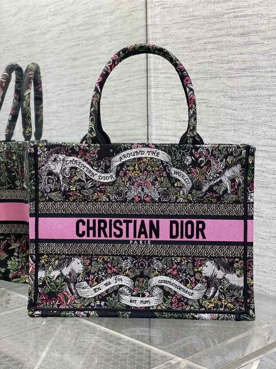 Dior Floral Embroidered Tote Bag image 1