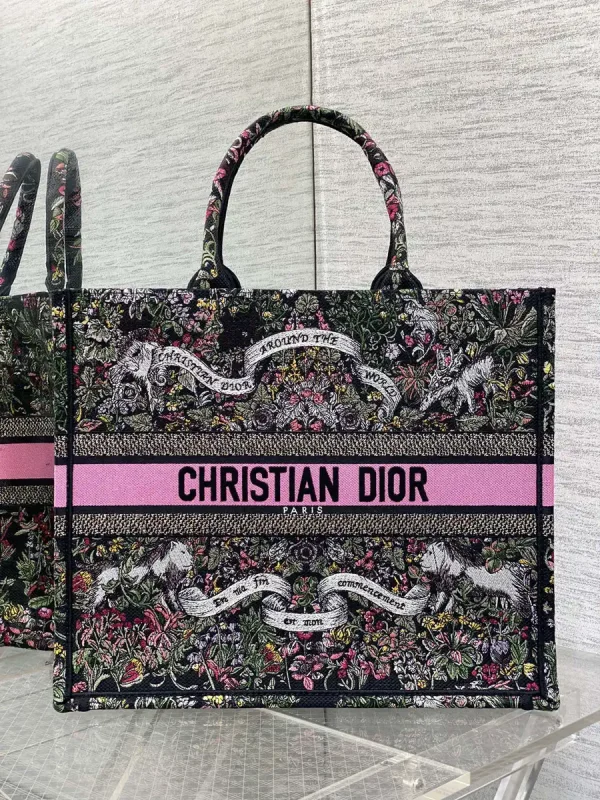 Dior Floral Embroidered Tote Bag image 1