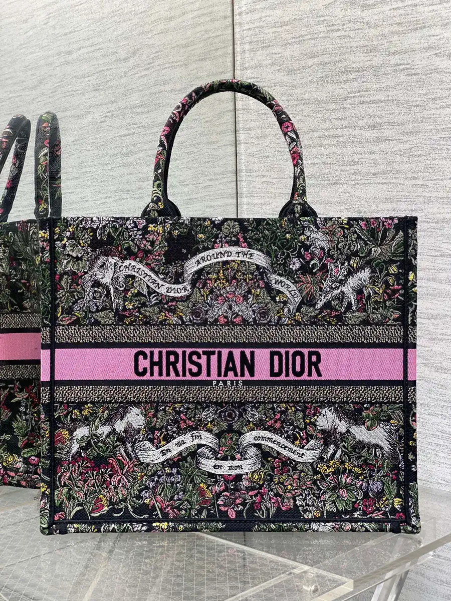 Dior Floral Embroidered Tote Bag image 1