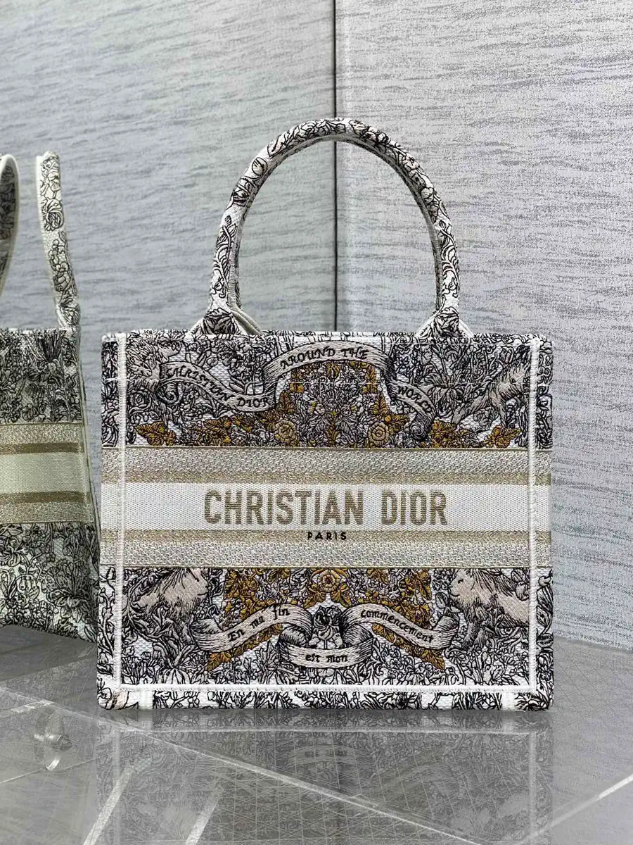 Dior Embroidered Small Tote Bag image 1