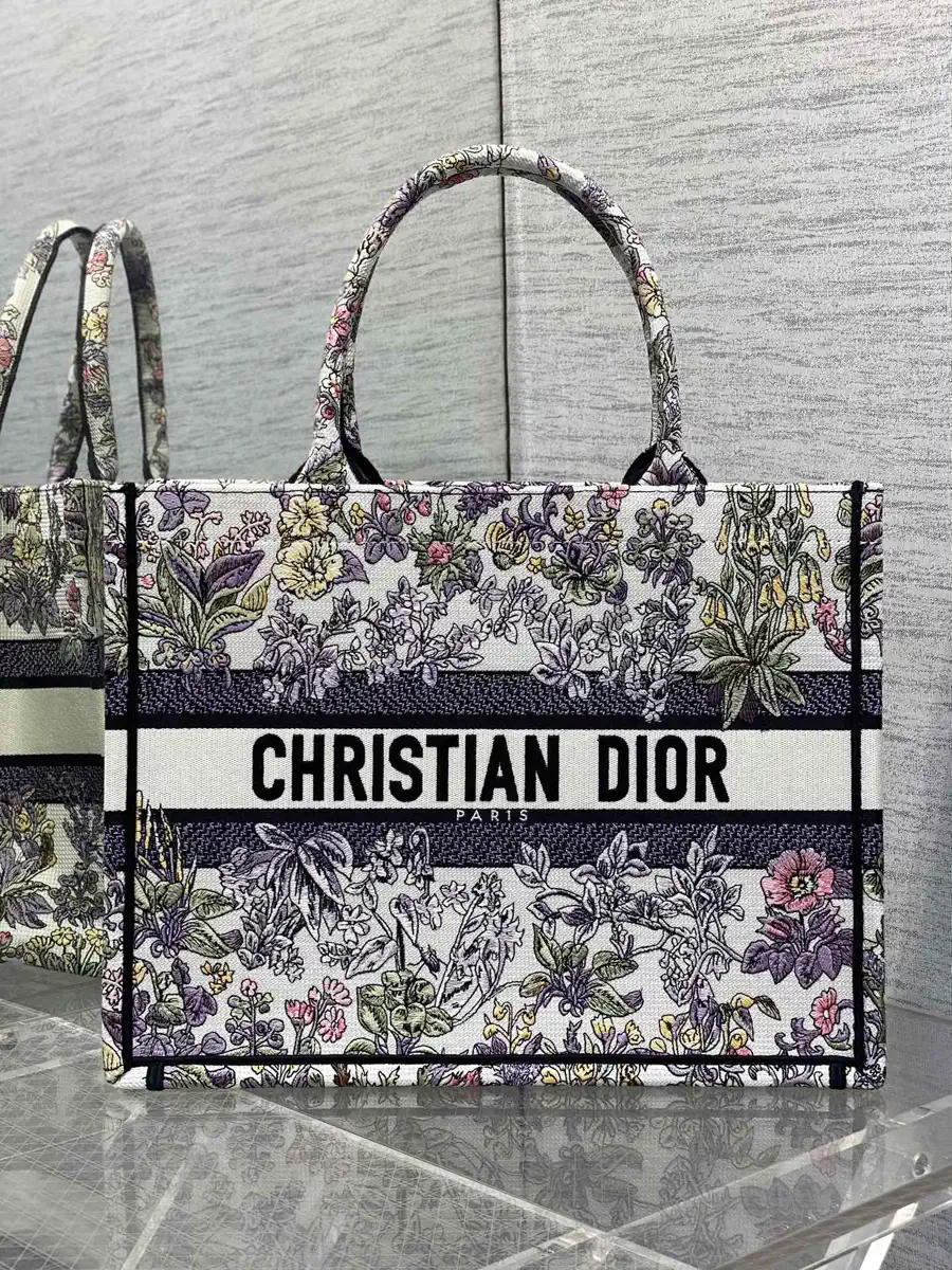 Dior Floral Embroidered Tote Bag image 1