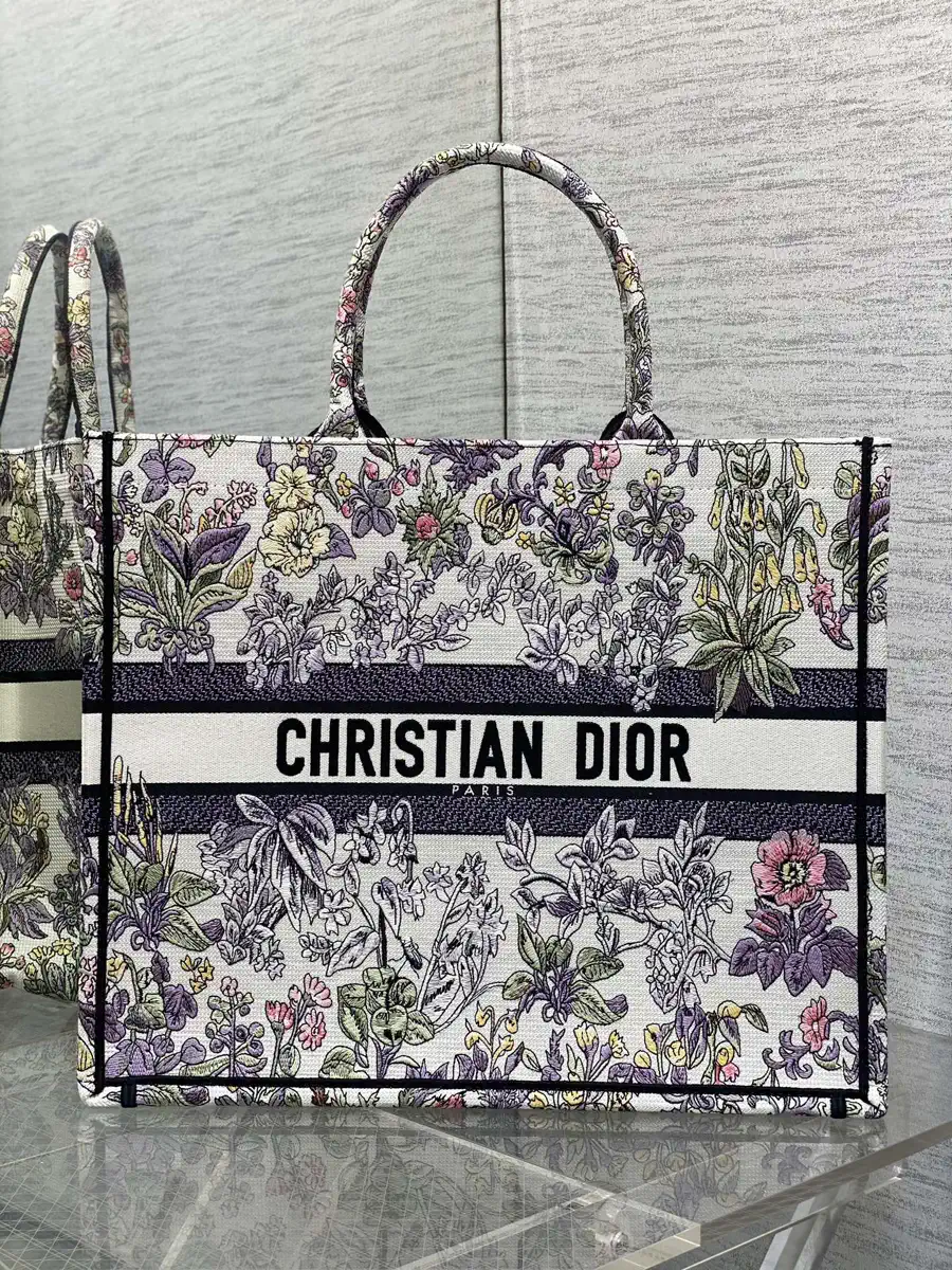Dior Floral Embroidered Tote Bag image 1