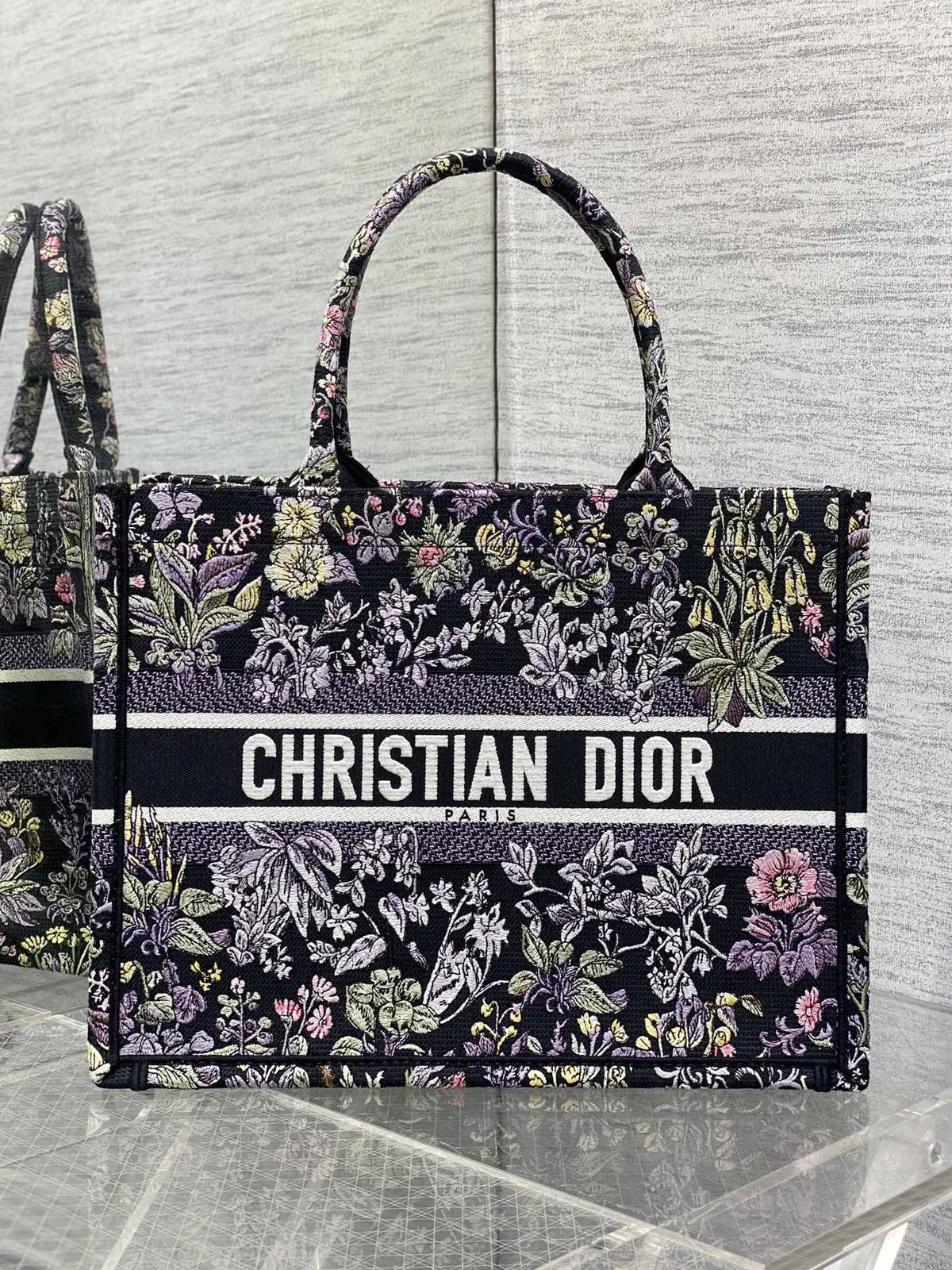 Dior Floral Embroidered Tote Bag image 1