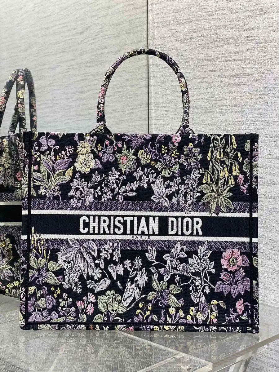 Dior Floral Embroidered Tote Bag image 1