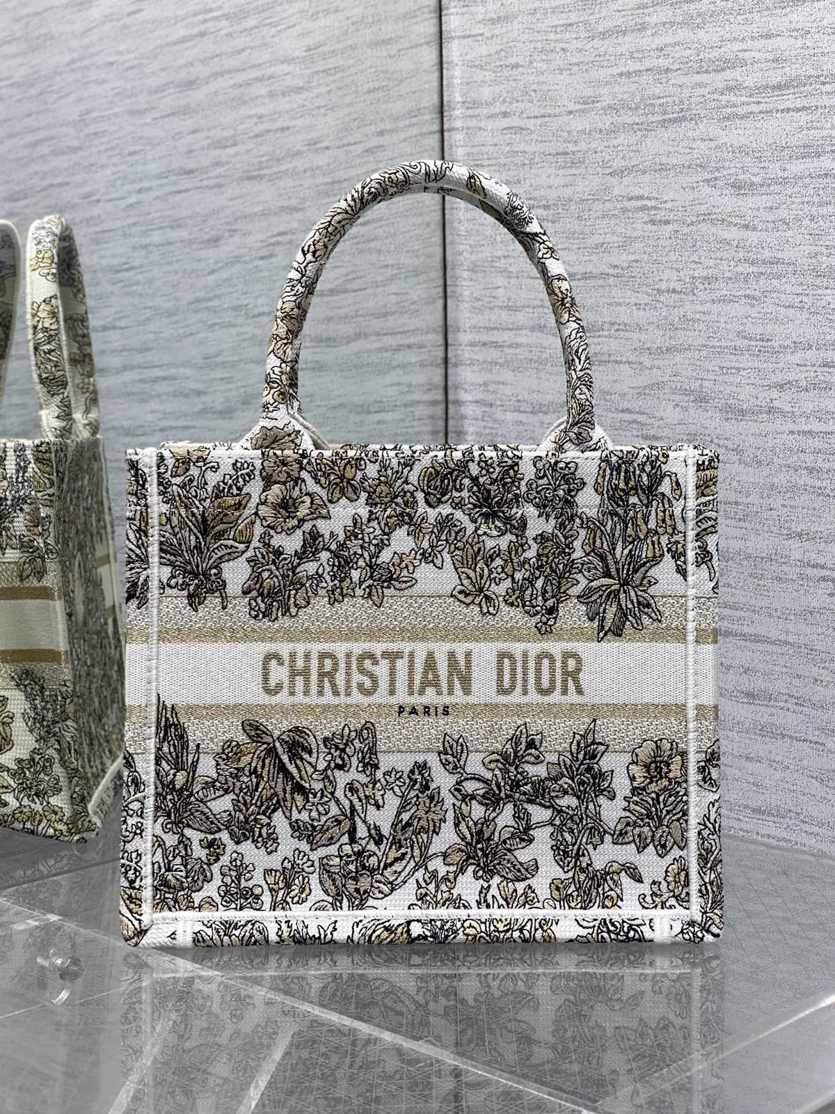 Dior Floral Embroidered Tote Bag image 1